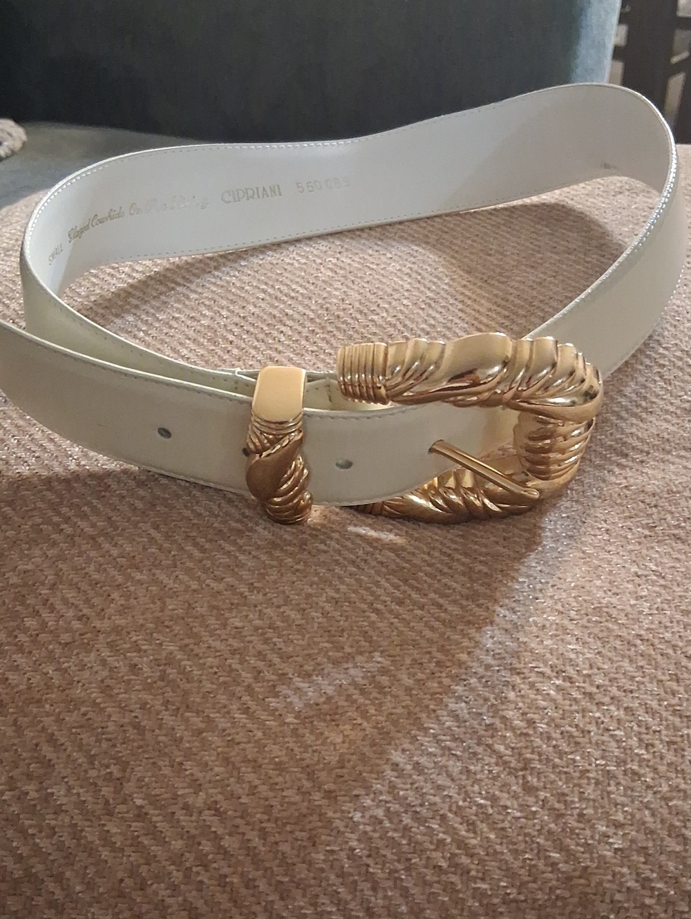 Cream Belt with Sculpted Gold Rope Buckle by Cipriani